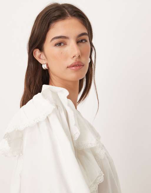 Sister Jane - Sol Seeker - Robe courte en coton majoritaire avec épaules à volants - Blanc, 3 de 4