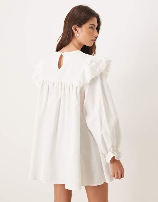 Sister Jane - Sol Seeker - Robe courte en coton majoritaire avec épaules à volants - Blanc, 4 de 4
