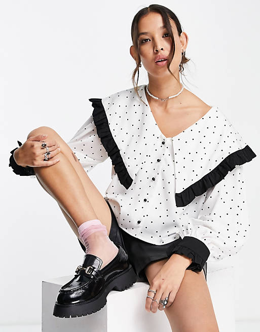 Shirts & Blouses/Sister Jane spot print blouse with oversized collar 