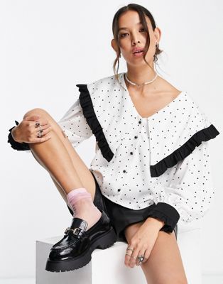 Sister Jane spot print blouse with oversized collar