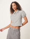 [sister jane] Sister Jane stripe polo shirt in white S White