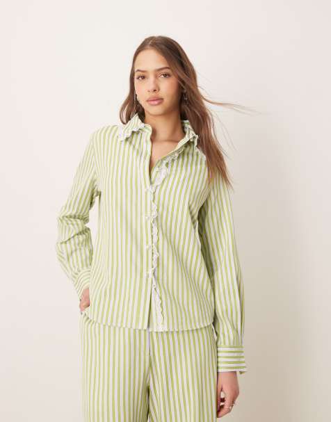 Sister Jane striped shirt in bright green - part of a set - view 1