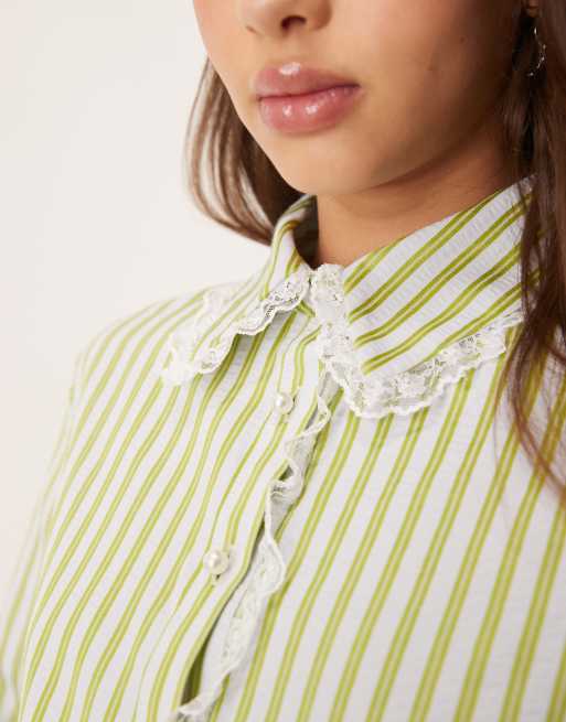 green emerald velvet dress Sean Panamino Cotton Blend Printed Sport Shirt in Green Stripe 40 (M) main image 0