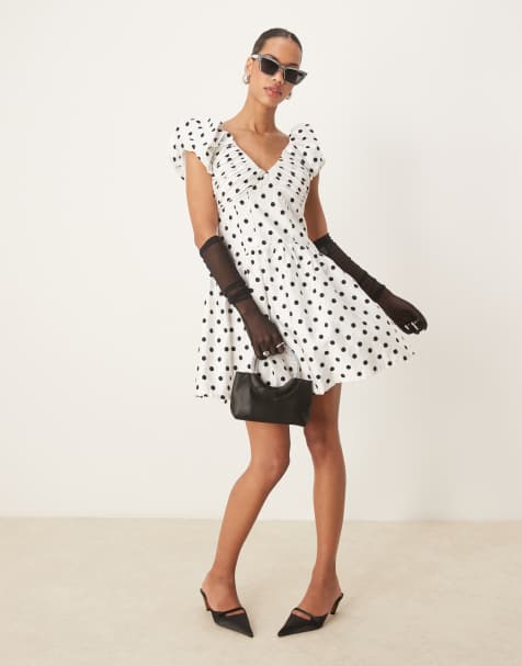 Sister Jane structured polka dot mini dress in ivory - view 1