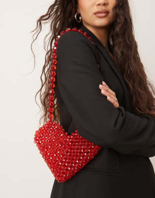 Sister Jane Sunrise Heart Shape Beaded Purse In Red