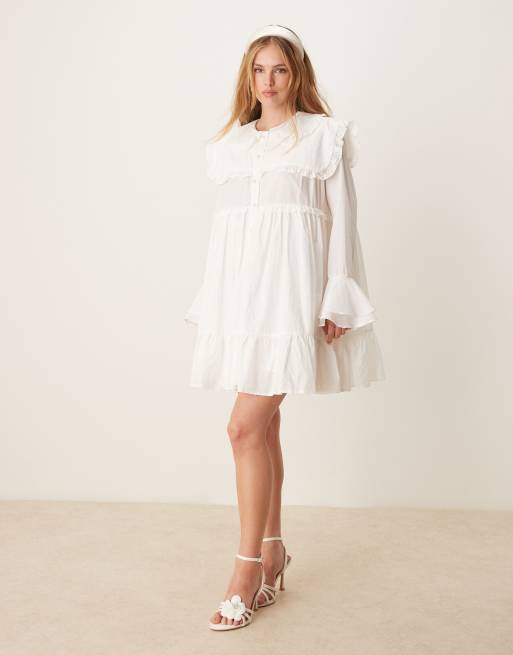 【Sister Jane】Sweet Pea Collar フリル ミニドレス Sister Jane Sweet Pea collar mini dress in white | ASOS