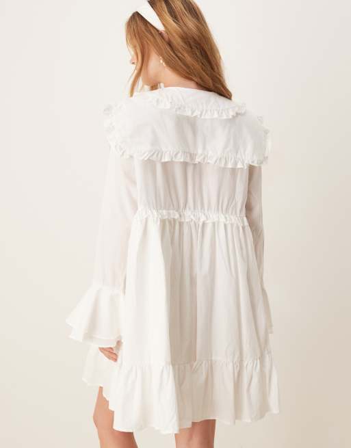 【Sister Jane】Sweet Pea Collar フリル ミニドレス Sister Jane Sweet Pea collar mini dress in white | ASOS
