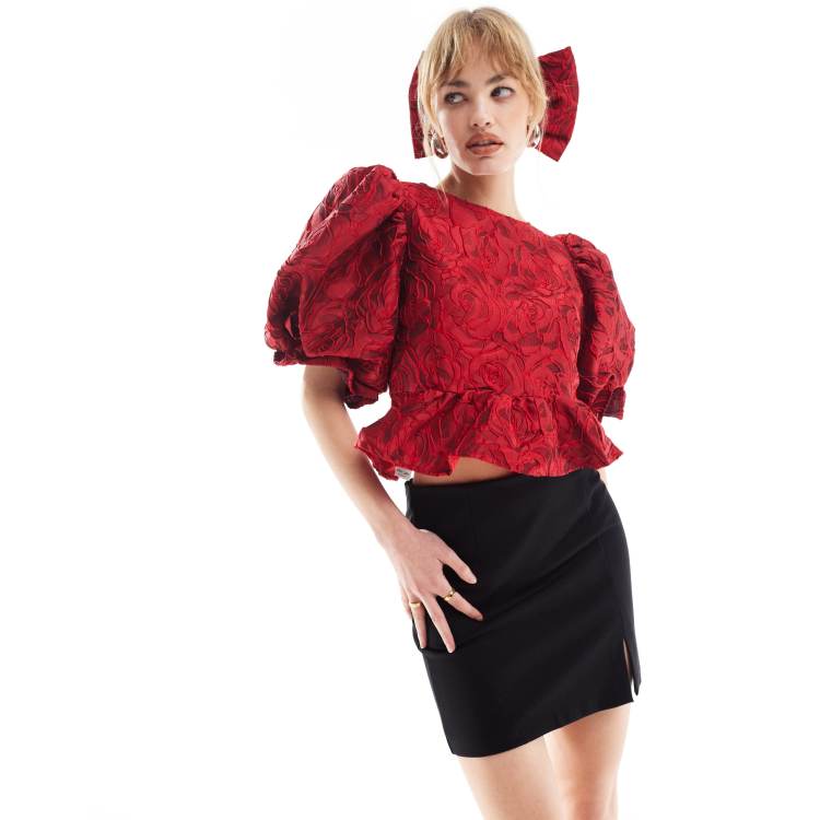 トップス sister jane Irina Heart Jacqua rd Top S Sister Jane Tribute Jacquard Cropped Top | Urban Outfitters