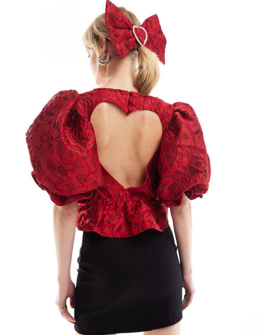 Sister Jane Tate Rose jacquard top with back heart detail in
