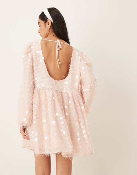 Sister Jane Teese open back sequin mini dress in blush