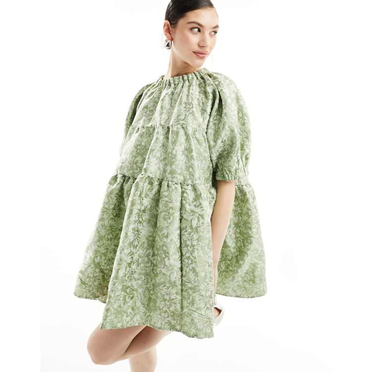 Sister Jane Thimble jacquard mini dress in soft baby green metallic | ASOS