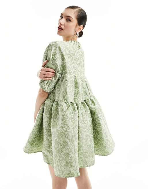 Sister Jane – Thimble – Jacquard-Minikleid in sanftem Babygrün-Metallic, 4 von 4