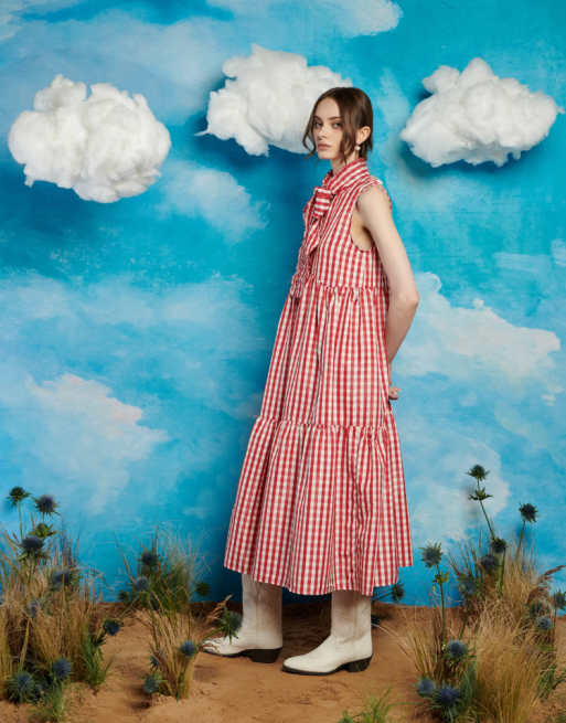 Sister Jane tie front gingham shirt dress in red | ASOS