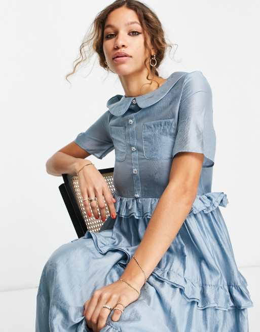 Tiered Smock Shirt Dress