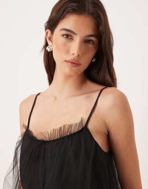 Sister Jane tulle cami babydoll top in black | ASOS