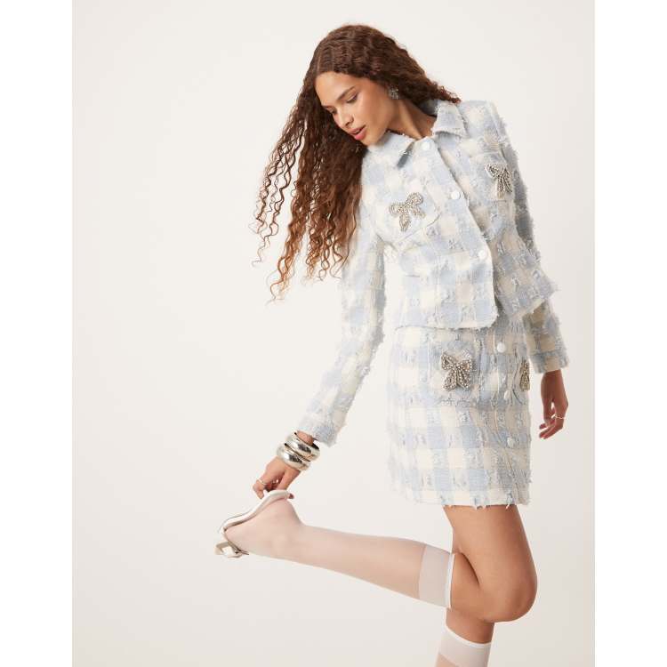 Sister Jane tweed jacket co-ord in blue check | ASOS