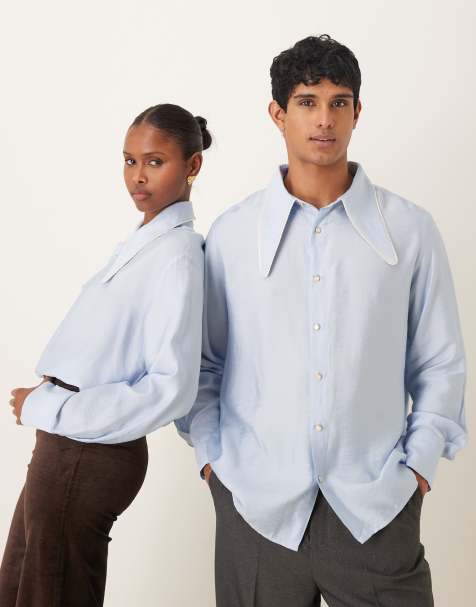Sister Jane Unisex Augie retro collar shirt in blue - view 1