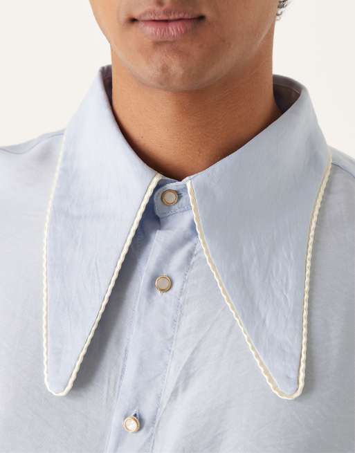Sister Jane Unisex Augie retro collar shirt in blue , 2 of 4