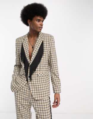 Bershka hot sale check blazer