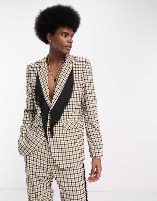 Sister Jane Unisex blazer in beige check (part of a set)