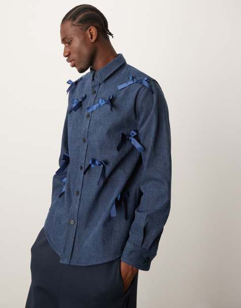 Sister Jane unisex bow embroidered shirt in denim - view 1
