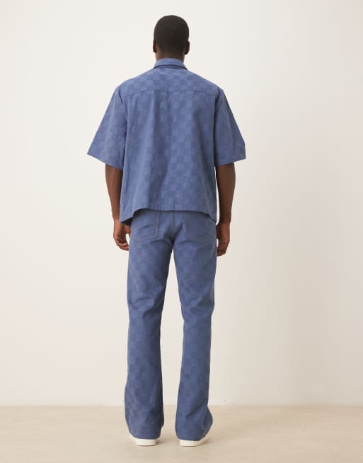 Sister Jane Unisex checkerboard denim jeans co-ord in blue, 2 of 5