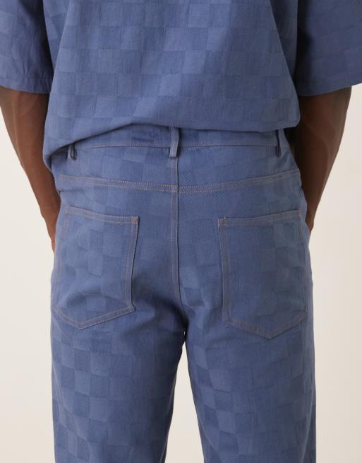 Sister Jane Unisex checkerboard denim jeans co-ord in blue, 5 of 5