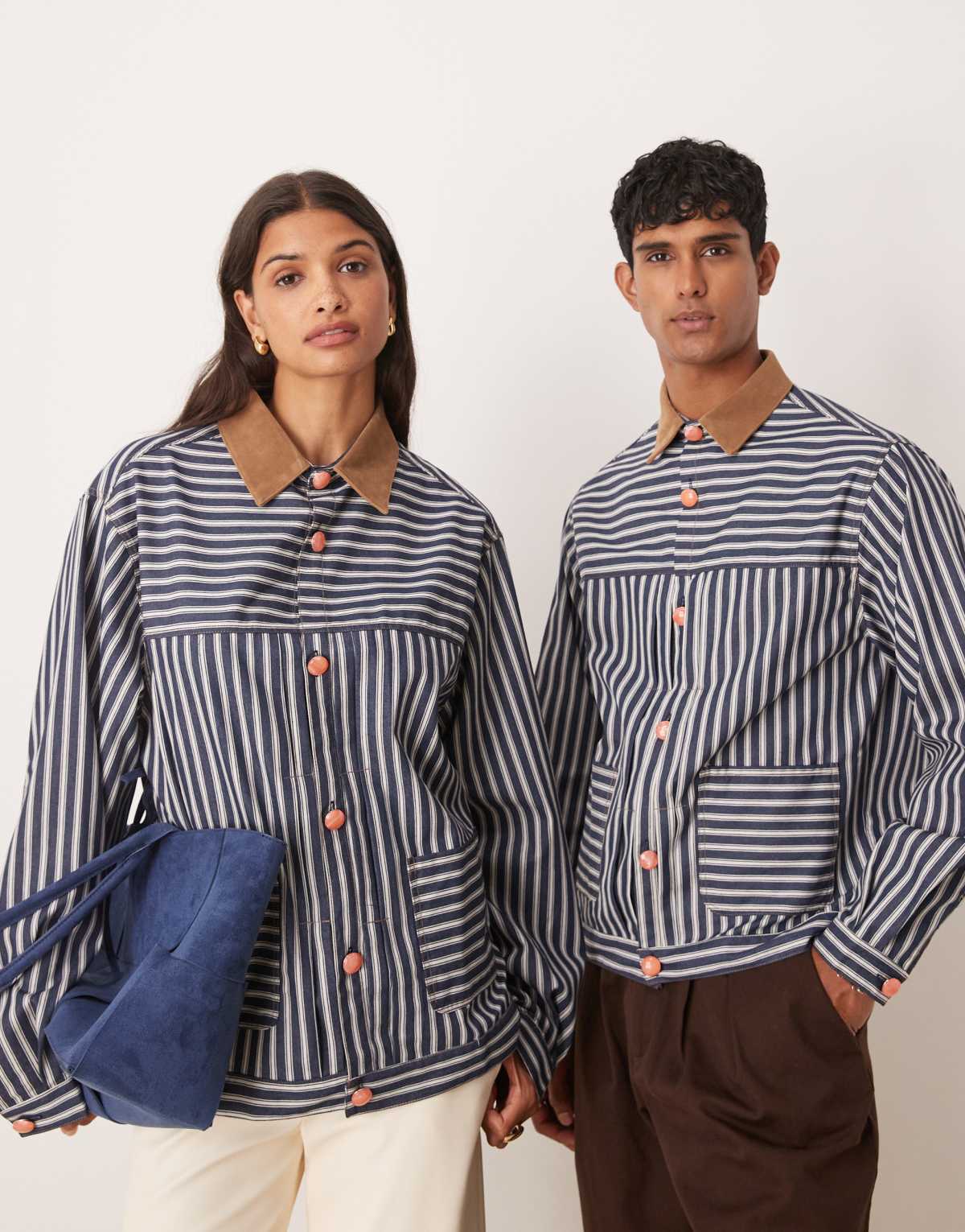Sister Jane Unisex contrast collar stripe jacket in navy