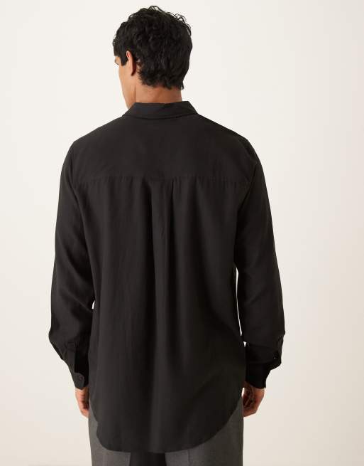 Sister Jane Unisex contrast lace bow shirt in black, 4 of 4