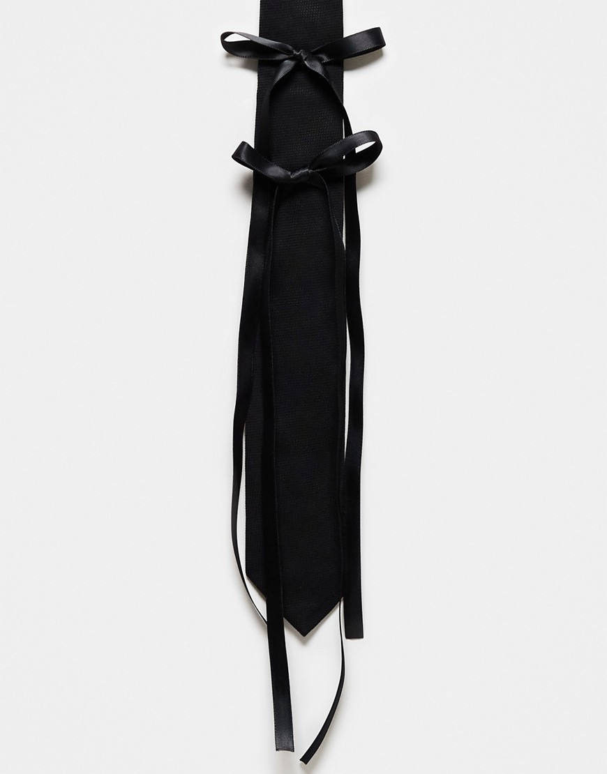 Sister Jane Unisex double bows tie in black