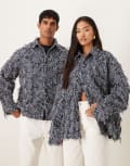 [sister jane] Sister Jane Unisex frayed denim overshirt in navy XS NAVY