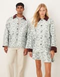 [Sister Jane Mens] Sister Jane Unisex jacquard contrast collar jacket in blue XS Pale blue