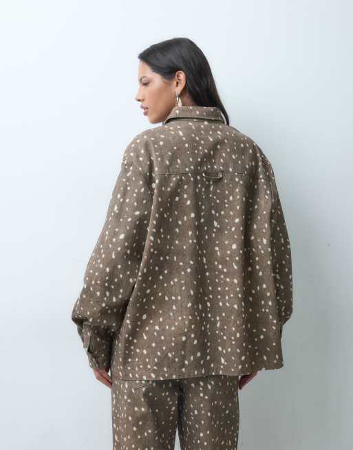 Sister Jane Unisex Jasper Denim Langarm-Hemdjacke im Hirsch-Print, 4 von 4
