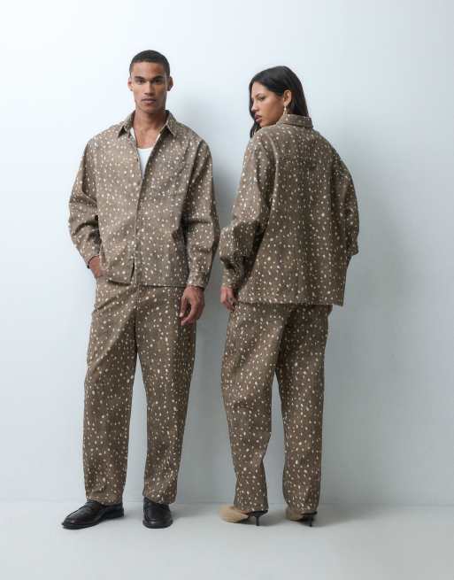 Sister Jane Unisex Jasper denim long sleeve button down overshirt set in deer print, 3 of 4