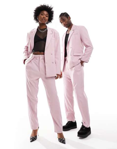 Selected Homme loose fit suit pants in dusty pink