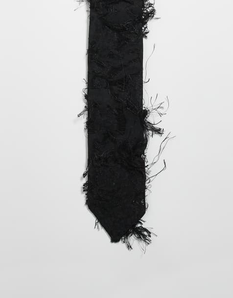 Sister Jane Unisex Lens frayed tie in black - view 1