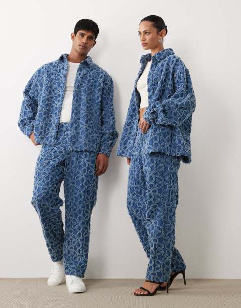 Sister Jane Unisex Manon Fleur denim shirt and jeans set in mid blue wash - view 1