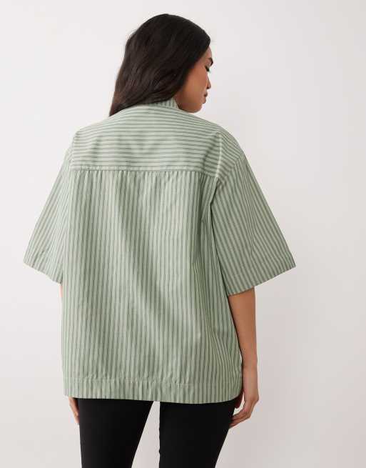 Sister Jane Unisex Maris cotton blend heart embellished boxy shirt
