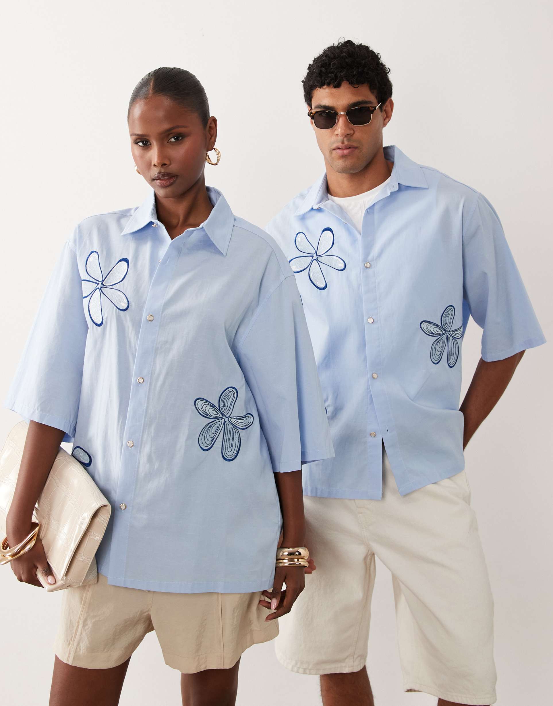 sister jane unisex nerina embellished fish detail short sleeve t-shirt in cobalt blue