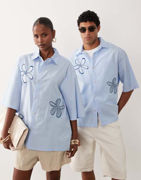 Sister Jane unisex Nerina T-shirt met versiering en visdetail, korte mouwen, in kobaltblauw - view 1