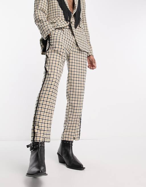 Sister Jane Unisex pants in beige check (part of a set)
