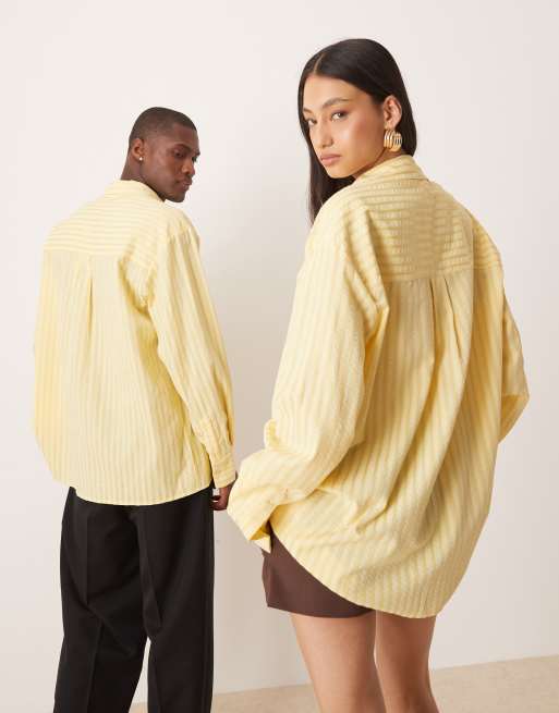Sister Jane Unisex stripe shirt with gold buttons in yellow, 3 of 4