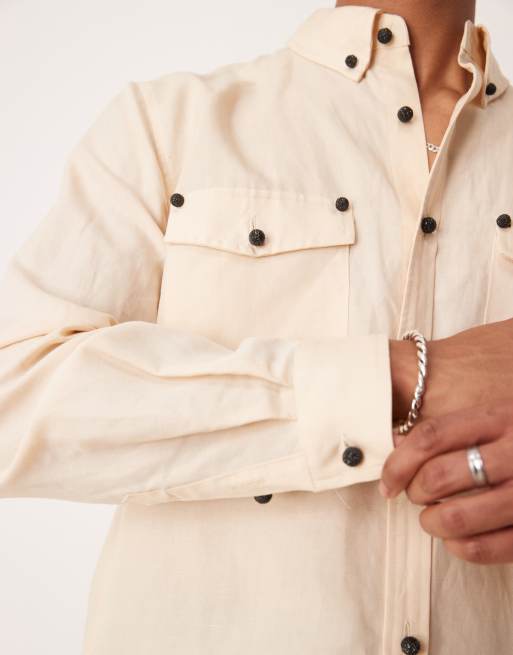 Sister Jane Unisex stud embellished shirt in beige, 4 of 4
