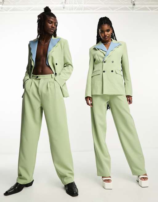 Sister Jane Unisex tailored 70s suit trouser co-ord in sage