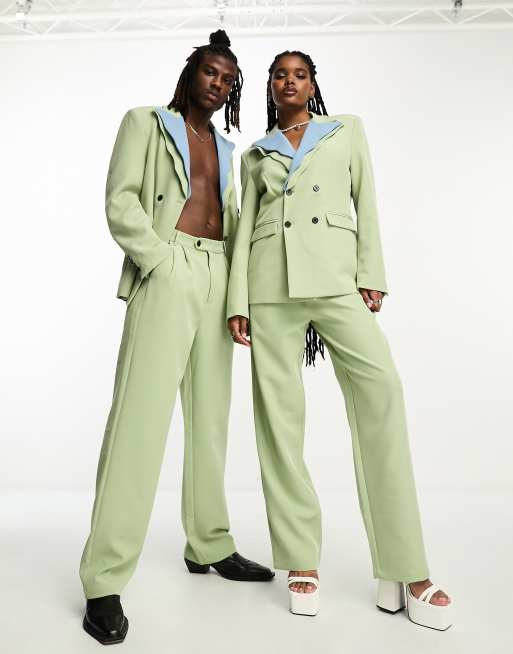 Sister Jane Unisex tailored 70s suit trouser co-ord in sage