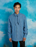 [sister jane] Sister Jane Unisex textured neckerchief denim shirt in blue M Plus Denim Blue