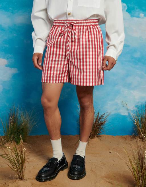 Sister Jane Unisex tie waist gingham shorts in red (part of a set)