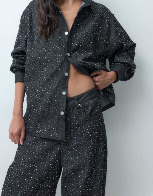 Sister Jane Unisex udsmykket barrel-jeanssæt i sort, 3 af 5