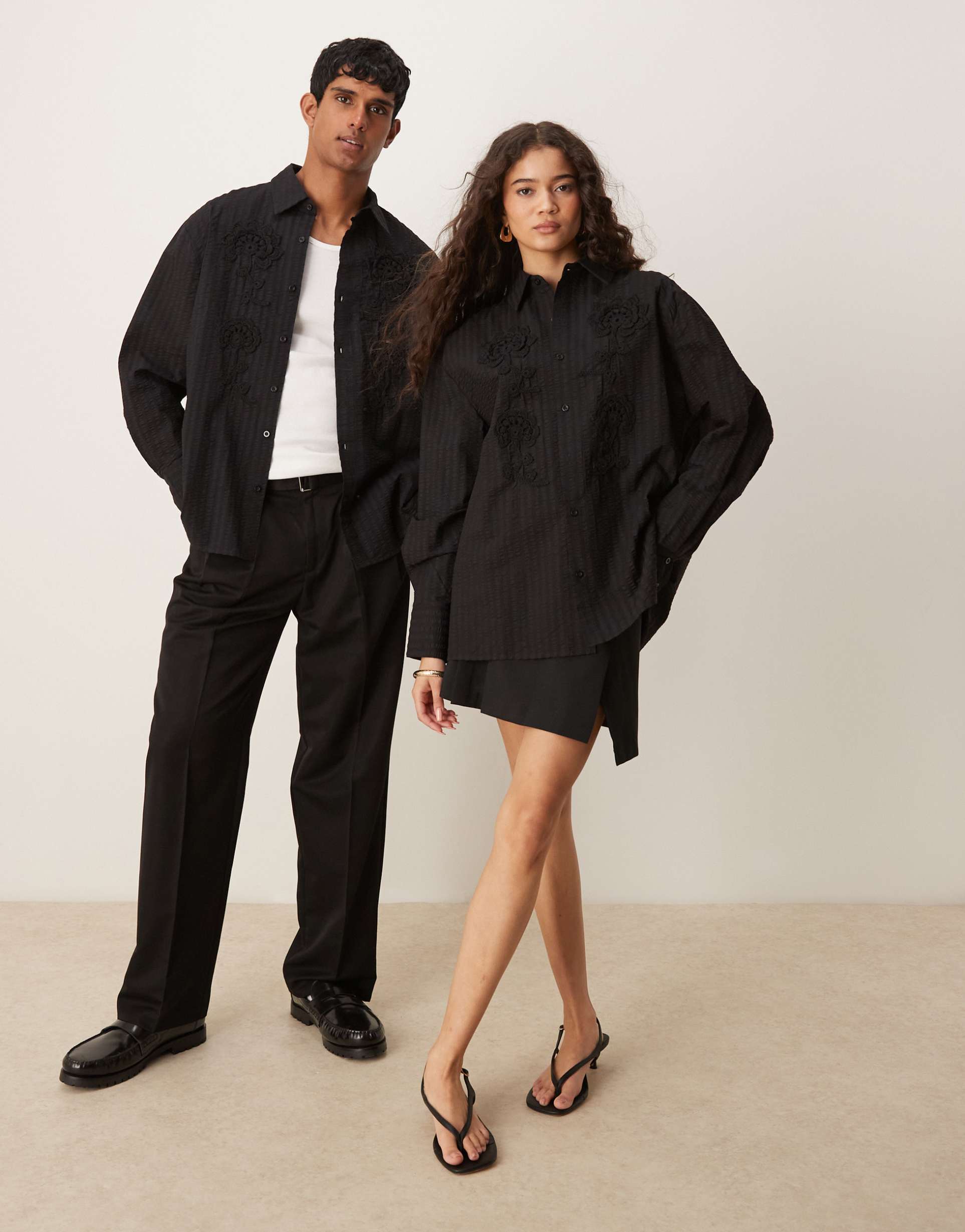 sister jane velvet floral shirt in black