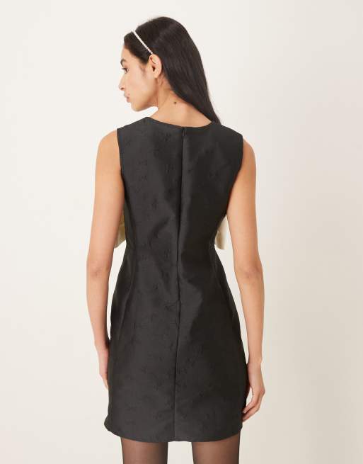 Sister Jane - Vestito a trapezio senza maniche nero con fiocco bianco, 3 di 4